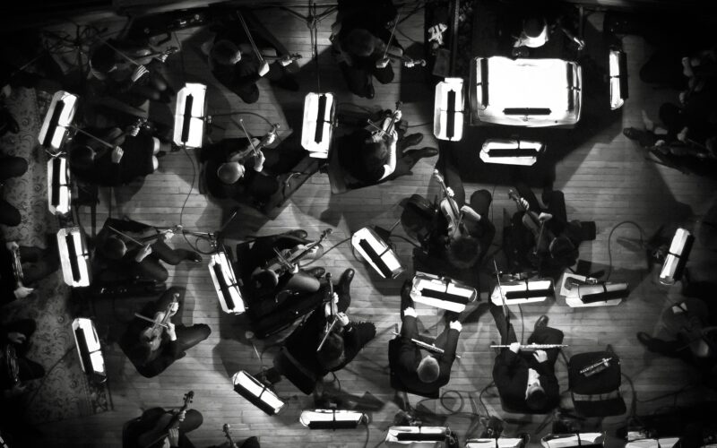 Aerial view of an orchestra